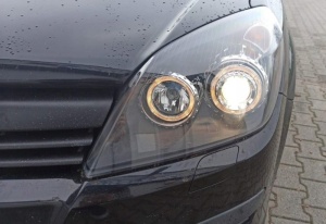 Faruri Opel Astra H GTC Twintop Angel Eyes look negru cu lupa - Img 6