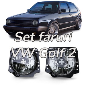 Faruri VW Golf 2 MK2 fumuriu cu Iron Cross