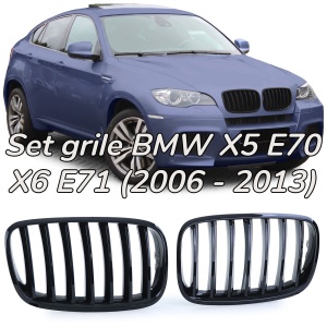 Grila BMW X5 E70 X6 E71 negru lucios