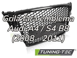 Grila fara emblema Audi A4 S4 B8 (2008 - 2011) 'RS Style' negru lucios PDC