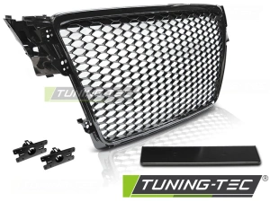 Grila fara emblema Audi A4 S4 B8 (2008 - 2011) 'RS Style' negru lucios
