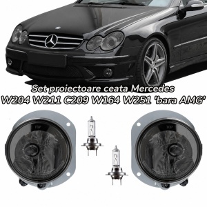 Proiectoare ceata Mercedes W204 W211 C209 W164 W251 bara AMG fumuriu