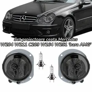 Proiectoare ceata Mercedes W204 W211 C209 W164 W251 bara AMG fumuriu