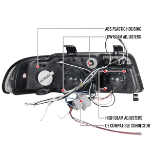 Set faruri Audi A4 B5 ANGEL EYES (1999 - 2000) look negru cu lupa - Img 4
