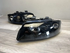Set faruri Audi A4 B6 look negru cu lupa - Img 4