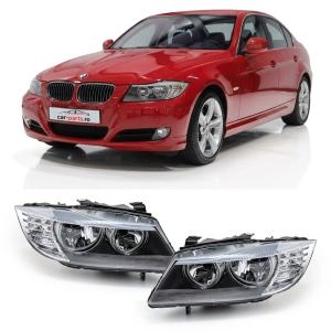 Set faruri BMW E90, E91 LCI look negru