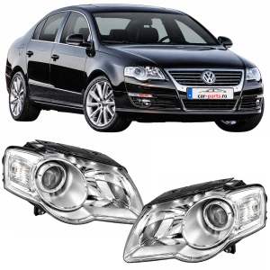 Set faruri VW Passat B6 3C look crom cu lupa