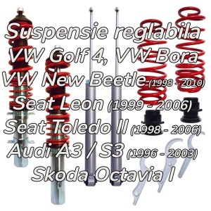 Suspensie sport reglabila JOM RedLine Audi A3 8L, Skoda Octavia I, Seat Leon, Toledo, VW New Beetle, Bora, Golf 4