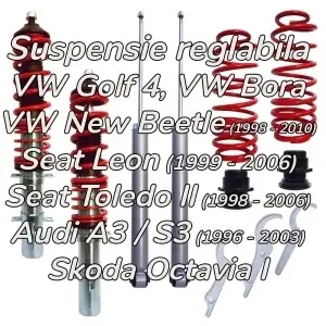Suspensie sport reglabila JOM RedLine Audi A3 8L, Skoda Octavia I, Seat Leon, Toledo, VW New Beetle, Bora, Golf 4