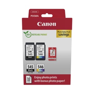 Canon OEM 1xPG-545, 1xCL-546, Photo Paper Ink Pack, 8287B008, 8287B001, PG545, 8289B001, CL546