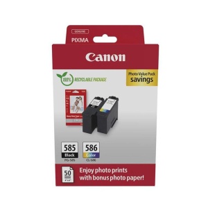 Canon OEM 1xPG-585, 1xCL-586, Photo Paper Ink, 6205C004, PG585, CL586