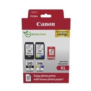 Canon OEM 1xPG-545XL, 1xCL-546XL, Photo Paper Ink Pack, 8286B011, 8286B001, PG545XL, 8288B001, CL546XL
