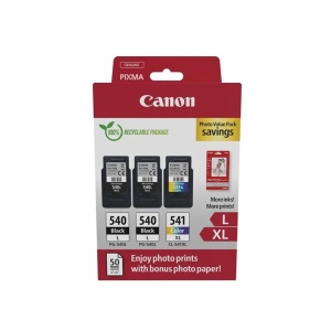 Canon OEM 2xPG-540L, 1xCL-541XL, Photo Paper Ink Pack, 5224B015, PG540L, 5222B005, 5226B001, CL541XL