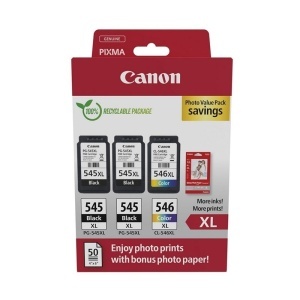 Canon OEM 2xPG-545XL, 1xCL-546XL, Photo Paper Ink Pack, 8286B015, 8286B001, PG545XL, 8288B001, CL546XL