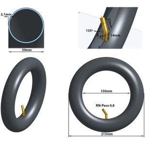 Cameră 8.5x2 | 8 ½ x 2 | 50/75-6.1 cu valvă îndoită la 45 de grade pentru trotinete electrice, eWheel, Calitate PREMIUM - 2.1 mm grosime - Img 2