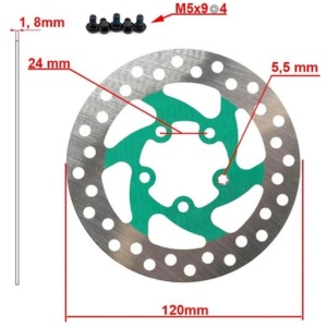Disc frână 120 mm cu 5 prinderi pentru trotinete electrice Xiaomi Mi Pro, Xiaomi Mi Pro 2, Joyor GS5, Joyor GS9 + 5 șuruburi, eWheel, Verde - Img 2