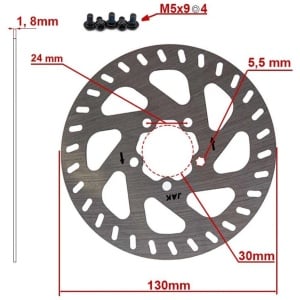 Disc frână 130 mm cu 5 prinderi pentru trotinete electrice Xiaomi Mi 4 Pro + 5 șuruburi, eWheel, Argintiu - Img 2