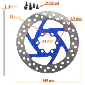 Disc frână 140 mm cu 6 prinderi pentru trotinete electrice Kukirin G2 Max, Kukirin G3/G3 Pro, Kukirin G4, Kugoo M4/M4 Pro, eWheel, Albastru + 6 șuruburi - Img 2