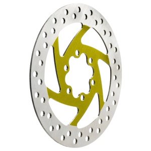 Disc frână 140 mm cu 6 prinderi pentru trotinete electrice Kukirin G2 Max, Kukirin G3/G3 Pro, Kukirin G4, Kugoo M4/M4 Pro, eWheel, Galben + 6 șuruburi - Img 4