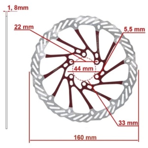 Disc frână 160 mm cu 6 prinderi pentru trotinete electrice Kukirin G2 (2025), Kukirin G2 (2026), Kukirin G4, Kukirin G4 Max, Roșu - Img 2