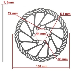 Disc frână 160 mm cu 6 prinderi pentru trotinete electrice Kukirin G2 (2025), Kukirin G2 (2026), Kukirin G4, Kukirin G4 Max, Argintiu - Img 2