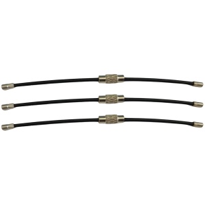 Set 3 cabluri pentru prindere chei, etichete bagaje și alte utilizări, din oțel inoxidabil cu înveliș din nylon, prindere cu filet, 10 cm lungime, 2 cm grosime, Greluma, Negru