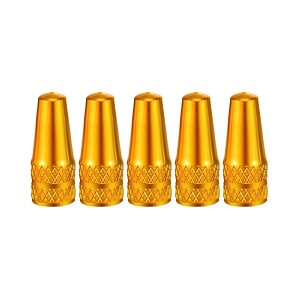 Set 5 capace valve Presta pentru biciclete, Greluma, Auriu