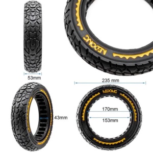 Cauciuc plin 10x2.125-6.5 off-road pentru trotinete electrice Ninebot D18E/D28E/D38E/F20/F25/F30/F40, Xiaomi Mi 4/Mi 4 Lite 2nd/Mi 4 Ultra, Navee N20/N40, Nedong, Negru/Galben - Img 2