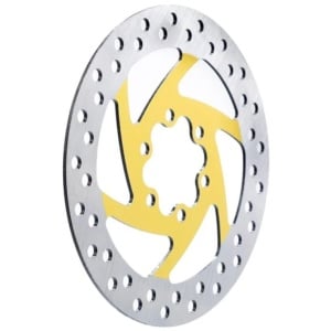 Disc frână 120 mm cu 6 prinderi pentru trotinete electrice Zero 8X, Joyor X1/X5S/Y5S/Y6S + 6 șuruburi, eWheel, Galben - Img 4