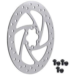 Disc frână 120 mm cu 6 prinderi pentru trotinete electrice Zero 8X, Joyor X1/X5S/Y5S/Y6S + 6 șuruburi, eWheel, Argintiu - Img 4