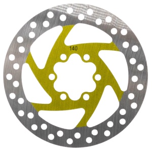 Disc frână 140 mm cu 6 prinderi pentru trotinete electrice Kukirin G2 Max, Kukirin G3/G3 Pro, Kukirin G4, Kugoo M4/M4 Pro, eWheel, Galben + 6 șuruburi