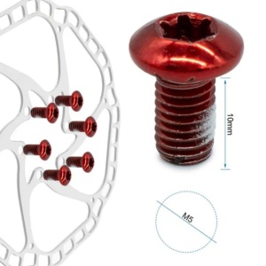Set 12 șuruburi M5x10 mm pentru disc de frână pentru trotinete electrice și biciclete, eWheel, Roșu - Img 2