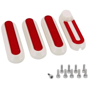 Set 4 capace roți față și spate cu elemente reflectorizante pentru trotinete electrice Xiaomi Mi M365/1S/3/Essential/Pro/Pro 2, eWheel, Alb/Roșu