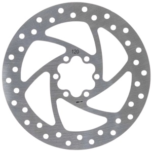 Disc frână 120 mm cu 6 prinderi pentru trotinete electrice Zero 8X, Joyor X1/X5S/Y5S/Y6S + 6 șuruburi, eWheel, Argintiu