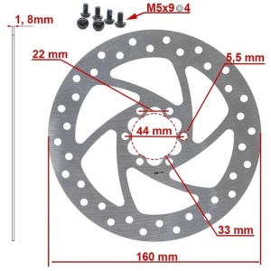 Disc frână 160 mm cu 6 prinderi pentru trotinete electrice Halo Knight T107 Pro, Halo Knight T107 Max, Halo Knight T108 Pro, Kukirin G2 (2025), Kukirin G2 (2026), Kukirin G4, Kukirin G4 Max, Argintiu - Img 2