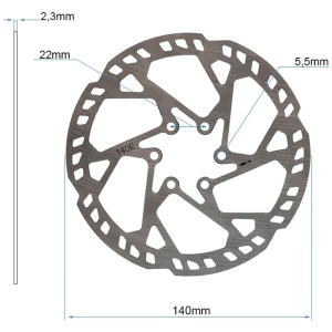Disc frână ranforsat 140 mm cu 6 prinderi pentru trotinete electrice, grosime 2.3 mm, eWheel, Argintiu - Img 2