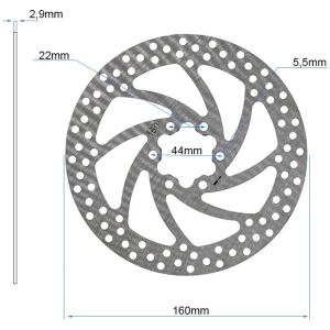Disc frână ranforsat 160 mm cu 6 prinderi pentru biciclete electrice și trotinete electrice, grosime 2.9 mm, eWheel, Argintiu - Img 2