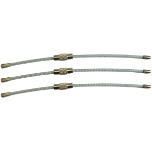 Set 3 cabluri pentru prindere chei, etichete bagaje și alte utilizări, din oțel inoxidabil cu înveliș din nylon, prindere cu filet, 10 cm lungime, 2 cm grosime, Greluma, Argintiu