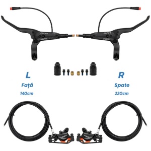 Set frâne hidraulice Nutt, kit A5-D, Față-Stângă + Spate-Dreapta: 2 x etrieri + 2 x manete frână, compatibil cu trotinete electrice Kukirin G4 - Img 2
