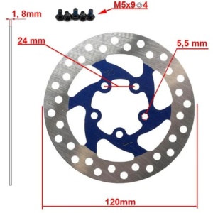 Disc frână 120 mm cu 5 prinderi pentru trotinete electrice Xiaomi Mi Pro, Xiaomi Mi Pro 2, Joyor GS5, Joyor GS9 + 5 șuruburi, eWheel, Albastru - Img 2