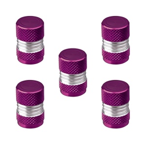 Set 5 capace valve Auto pentru ATV-uri, motociclete, mașini și alte vehicule, cu inel etanșare integrat, protecție antipraf, Greluma, Mov