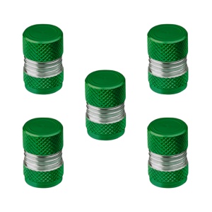 Set 5 capace valve Auto pentru ATV-uri, motociclete, mașini și alte vehicule, cu inel etanșare integrat, protecție antipraf, Greluma, Verde