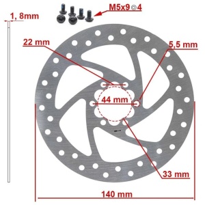 Disc frână 140 mm cu 6 prinderi pentru trotinete electrice Kukirin G2 Max, Kukirin G3/G3 Pro, Kukirin G4, Kugoo M4/M4 Pro, eWheel, Argintiu + 6 șuruburi - Img 2
