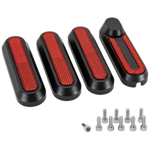 Set 4 capace roți față și spate cu elemente reflectorizante pentru trotinete electrice Xiaomi Mi M365/1S/3/Essential/Pro/Pro 2, eWheel, Negru/Roșu