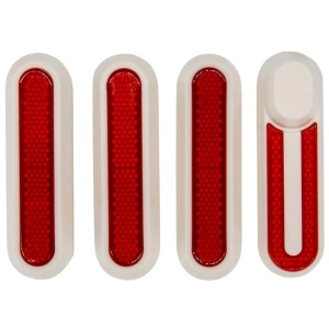 Set 4 capace roți față și spate cu elemente reflectorizante pentru trotinete electrice Xiaomi Mi M365/1S/3/Essential/Pro/Pro 2, eWheel, Alb/Roșu - Img 2