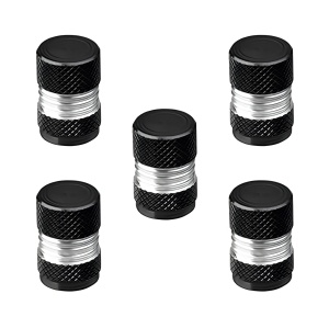 Set 5 capace valve Auto pentru ATV-uri, motociclete, mașini și alte vehicule, cu inel etanșare integrat, protecție antipraf, Greluma, Negru