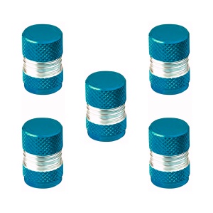Set 5 capace valve Auto pentru ATV-uri, motociclete, mașini și alte vehicule, cu inel etanșare integrat, protecție antipraf, Greluma, Albastru deschis