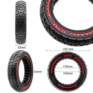 Cauciuc plin 10x2.125-6.5 off-road pentru trotinete electrice Ninebot D18E/D28E/D38E/F20/F25/F30/F40, Xiaomi Mi 4/Mi 4 Lite 2nd/Mi 4 Ultra, Navee N20/N40, Nedong, Negru/Roșu - Img 2