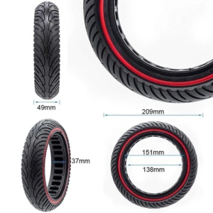 Cauciuc plin 8.5x2-6.1 | 8 ½ x 2 | 50/75-6.1 pentru trotinete electrice Xiaomi Mi M365, Xiaomi Mi Pro 2, Juicease E1 Tuya, Aovopro 365GO, Motus Scooty 8.5, Nedong, Negru cu dungă roșie - Img 2