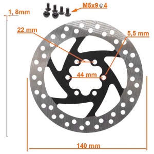 Disc frână 140 mm cu 6 prinderi pentru trotinete electrice Kukirin G2 Max, Kukirin G3/G3 Pro, Kukirin G4, Kugoo M4/M4 Pro, eWheel, Negru + 6 șuruburi - Img 2